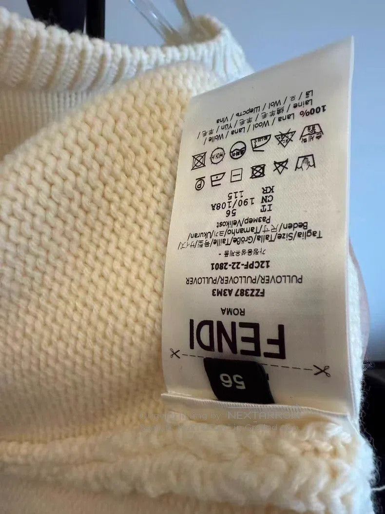 Fendi Fendi Beige Big Logo Letter Knit Sweater Size US XL / EU 56 / 4 - 5 Thumbnail
