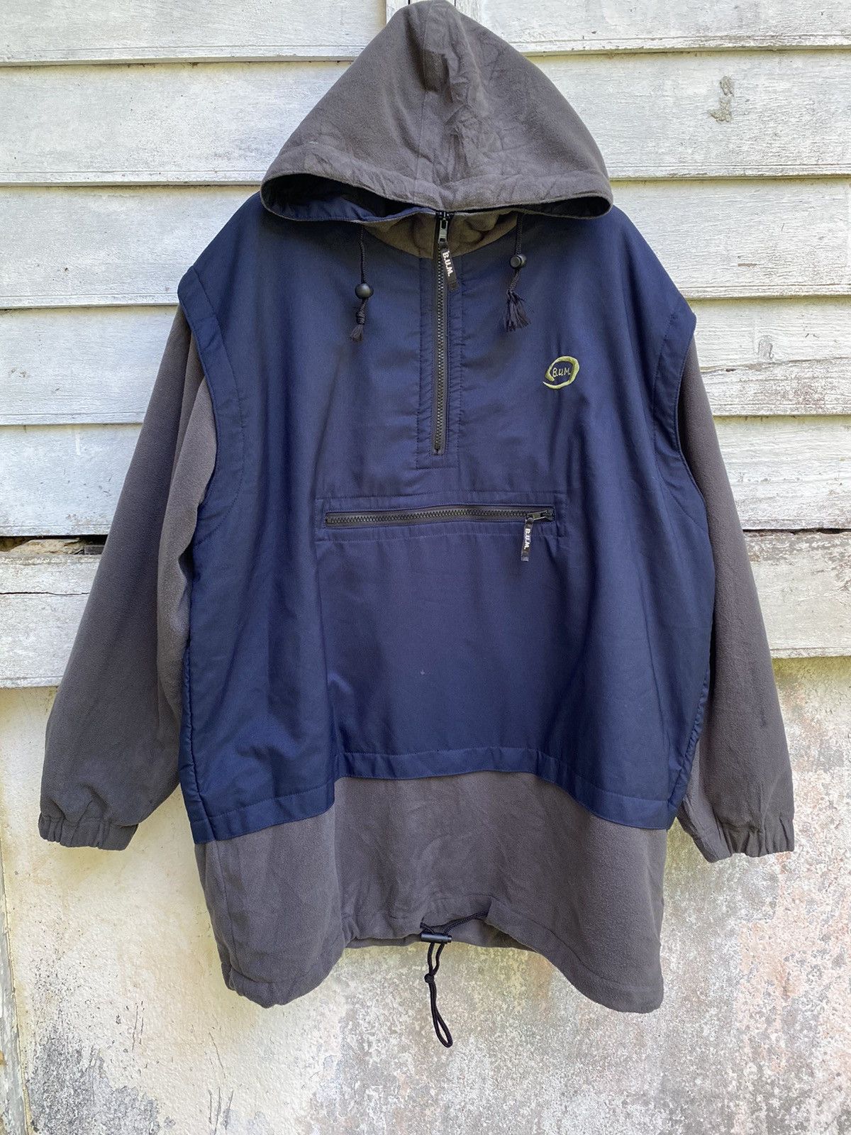 B.U.M Equipment Oversized B.U.M Half Zipper Anorak Nylon Fleece Hoodie Size US L / EU 52-54 / 3 - 1 Thumbnail