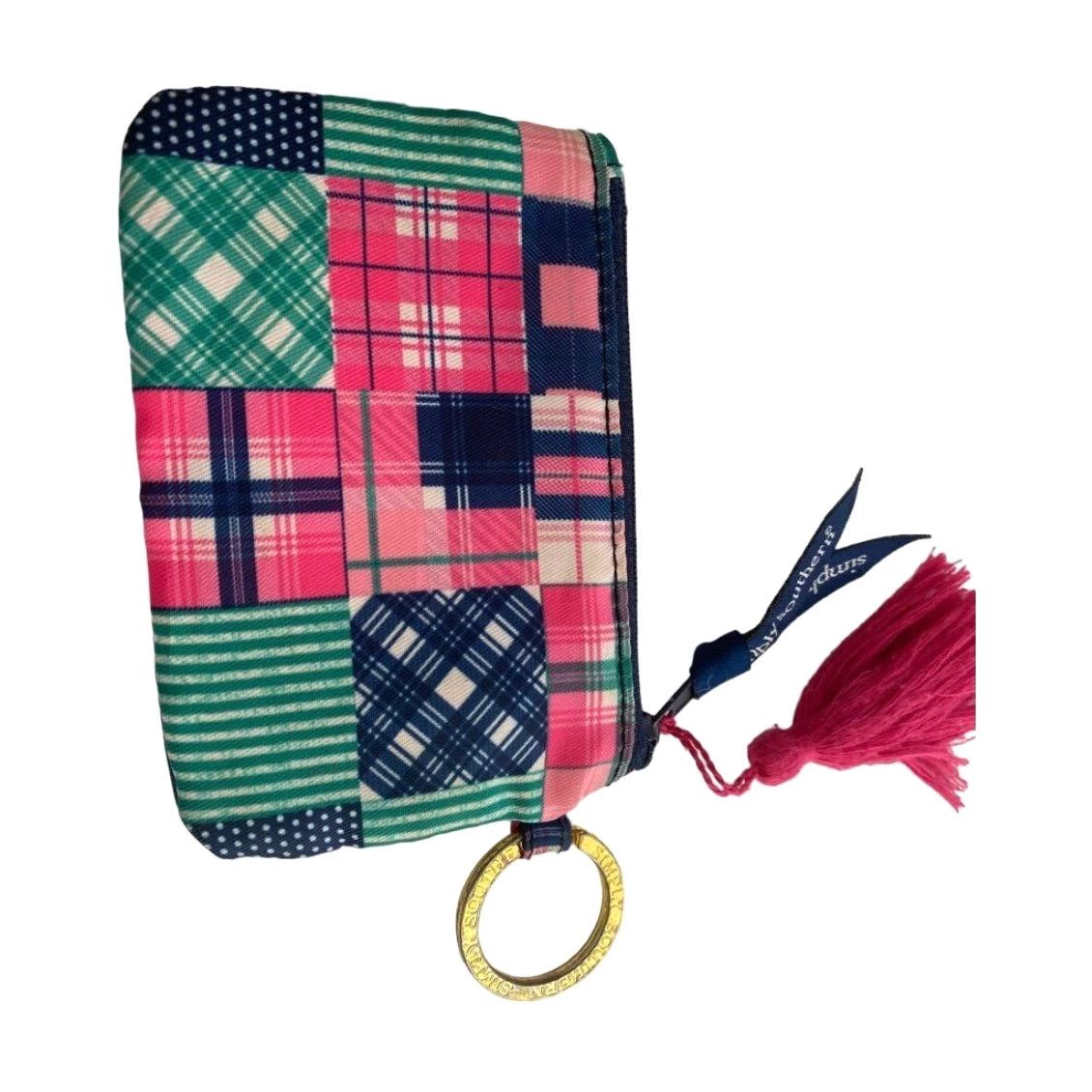 Vintage Simply Southern Plaid Key Chain Card Holder ID Pocket Zip Tassle Size ONE SIZE - 4 Thumbnail