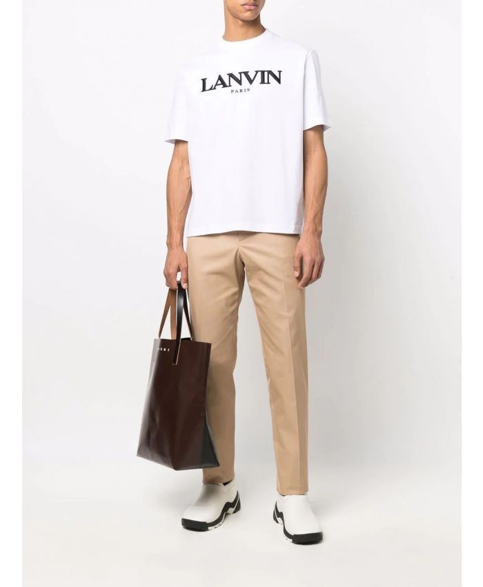 Lanvin o1w1db10724 Embroidered Oversize T-Shirt in Optic White Size US XS / EU 42 / 0 - 2 Thumbnail