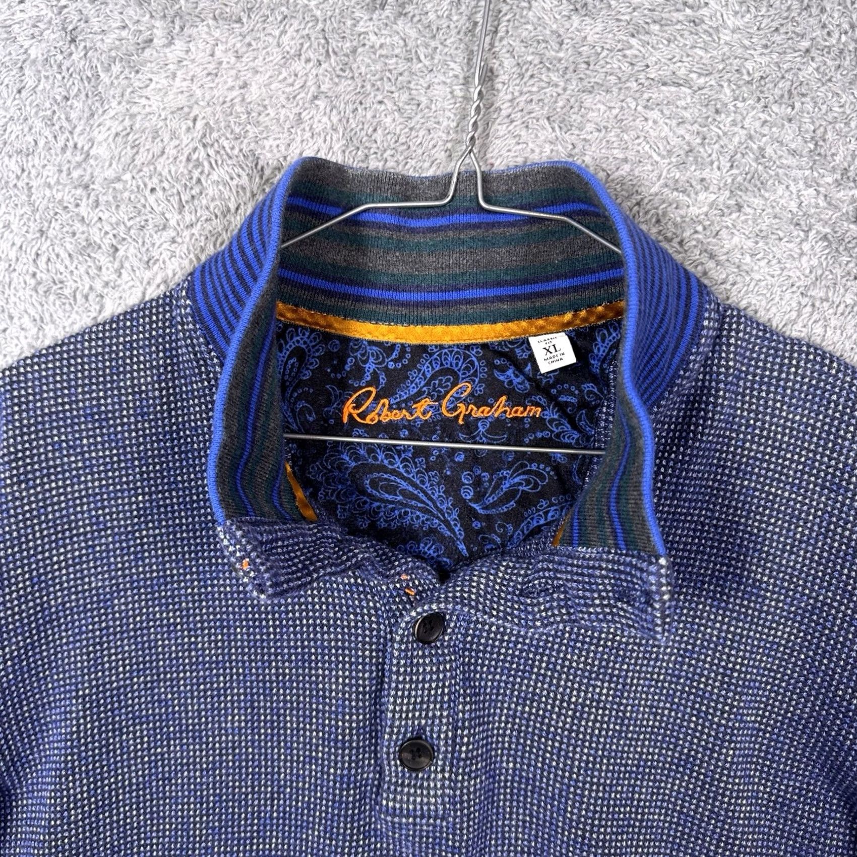 Robert Graham Robert Graham Jacket Men's XL Classic Fit Knit Grid Henley Pullover Sweater Size US XL / EU 56 / 4 - 2 Thumbnail