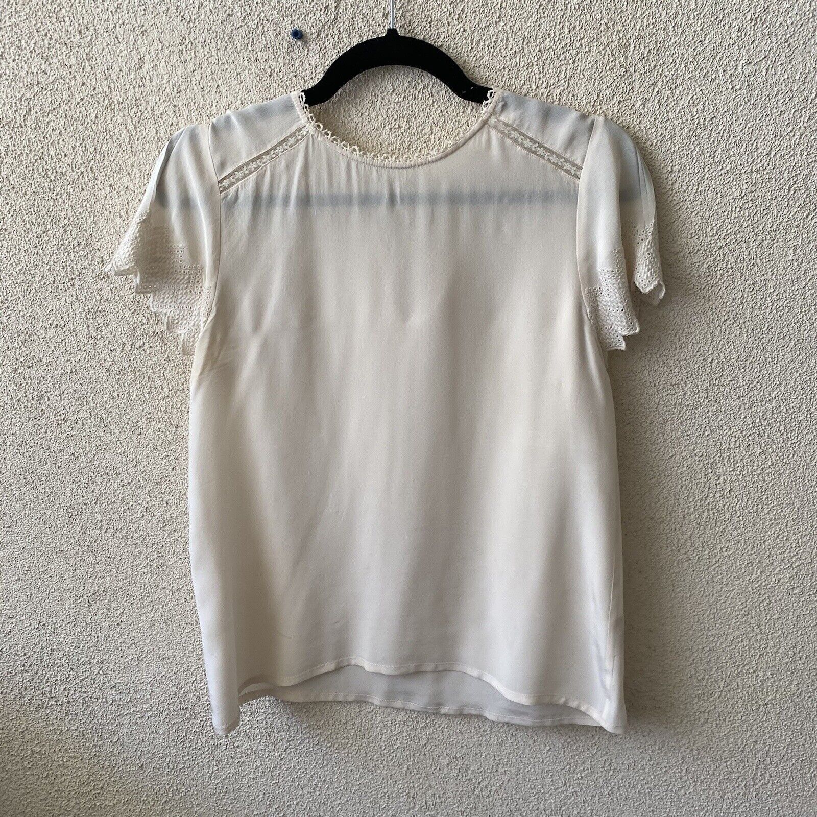 Ulla Johnson Ulla Johnson Womens Top White Ivory Sheer Lace Trim 100% Sil Size XS / US 0-2 / IT 36-38 - 1 Thumbnail