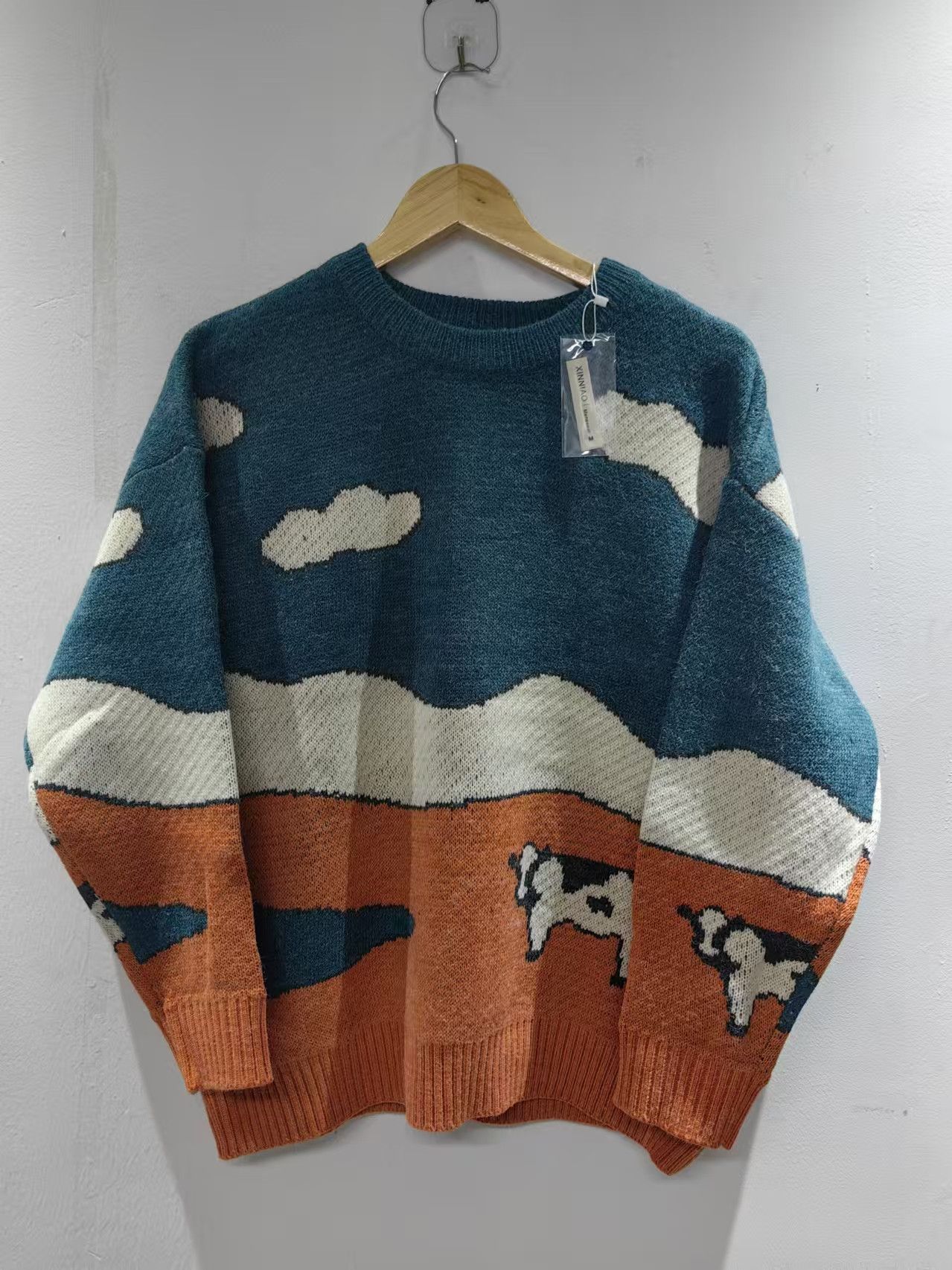 Vintage Orange casual vintage cow print loose knit Sweater y2k Size US M / EU 48-50 / 2 - 1 Thumbnail