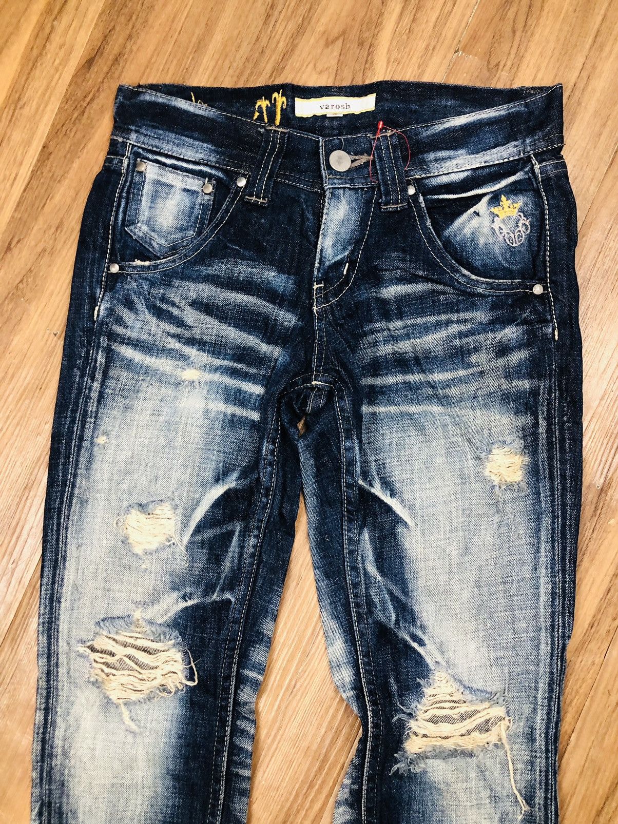 If Six Was Nine Varosh Designer Ripped Jeans with Ankle Zips (40) Size 42" / US 20 - 3 Thumbnail