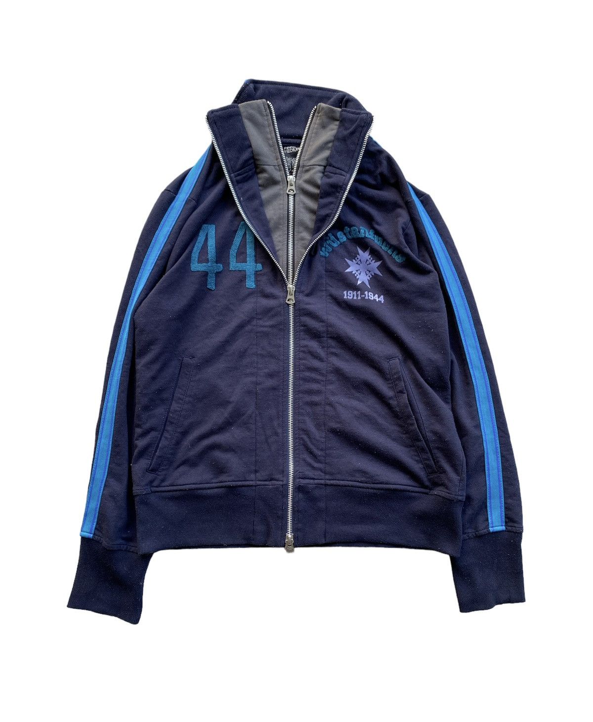image of VTG Ppfm Double Zipper Desert Fox World Wars 11 Track Jacket in Bleu, Men's (Size Medium)