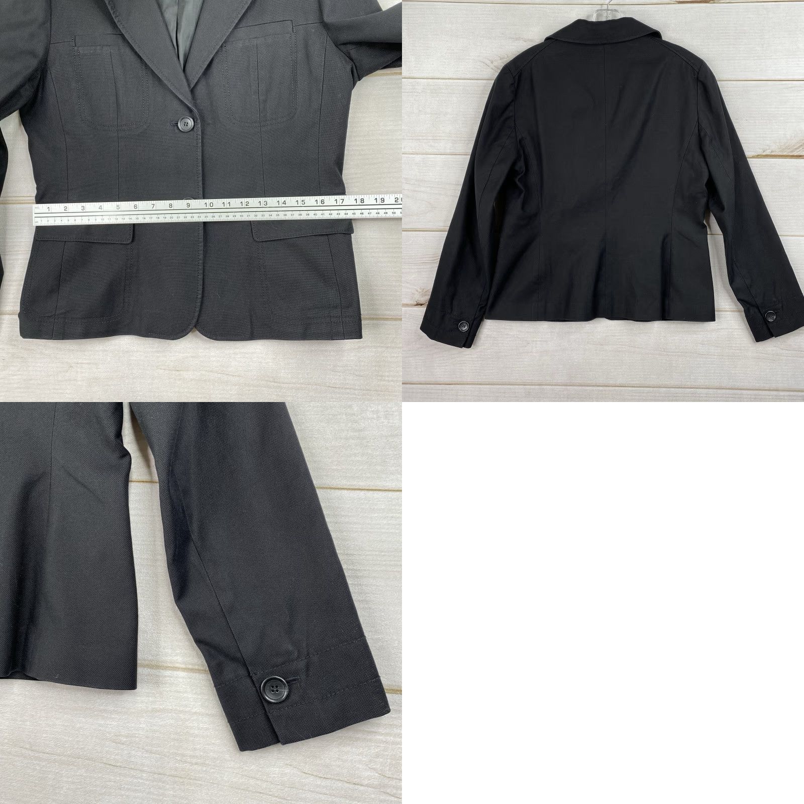 Ann Taylor Ann Taylor Blazer Womens 10 Black Stretch Cotton Lined Two Button Casual Size L / US 10 / IT 46 - 8 Thumbnail