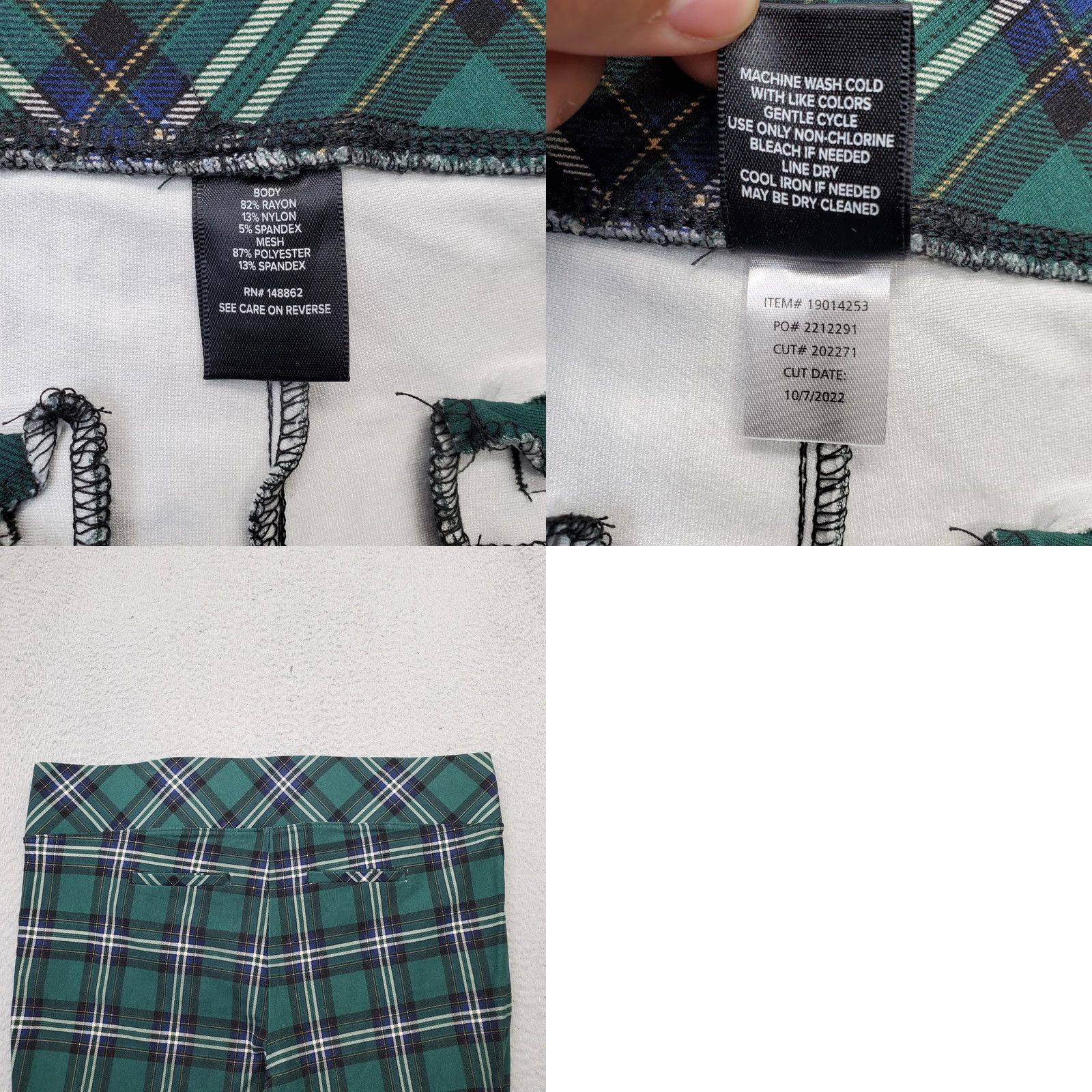 Torrid Torrid Pixie Pants Womens 3R Multi Plaid Stretch Skinny Leg High Waist Pull-On Pants Size 26" / US 2 / IT 38 - 8 Thumbnail