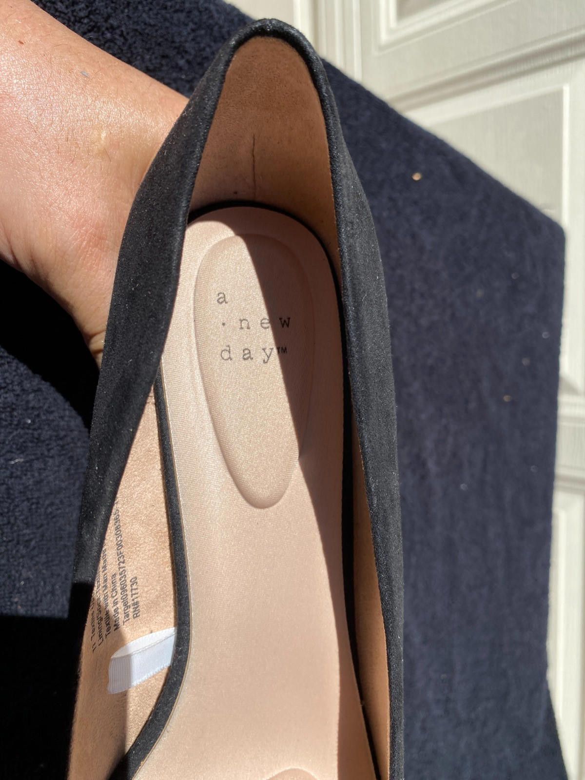 Designer A New Day Dot Black Wedge Heels SZ. 11 Faux Suede - (#S616) Size US 11 / IT 41 - 6 Thumbnail