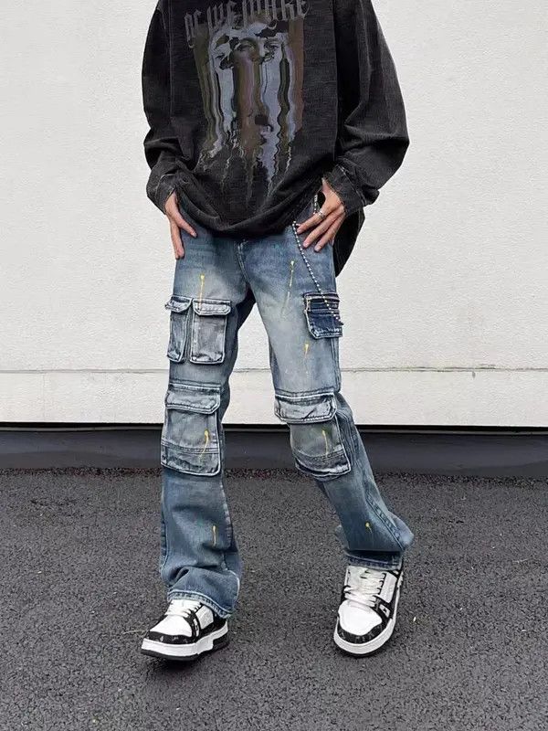 VIBE Retro workwear multi-pocket logging side splash jeans Size US 32 / EU 48 - 5 Thumbnail