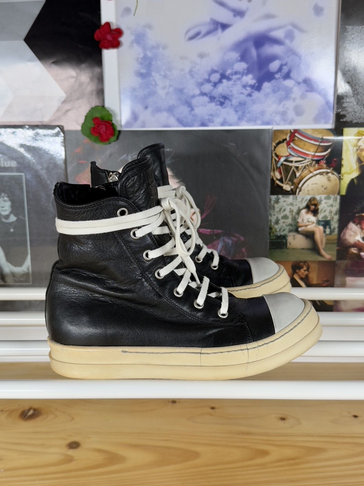 Rick Owens 2013 Mainline High Top Leather Ramones Size US 6 / IT 36 - 2 Thumbnail