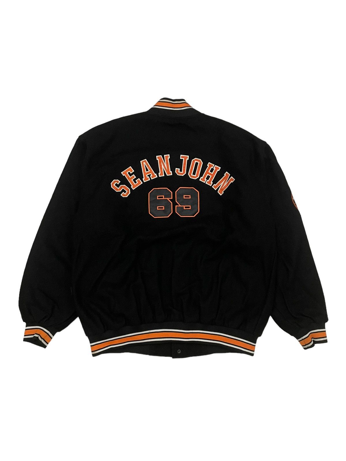 image of Vintage Sean John Wool Varsity in Black, Men's (Size 2XL)