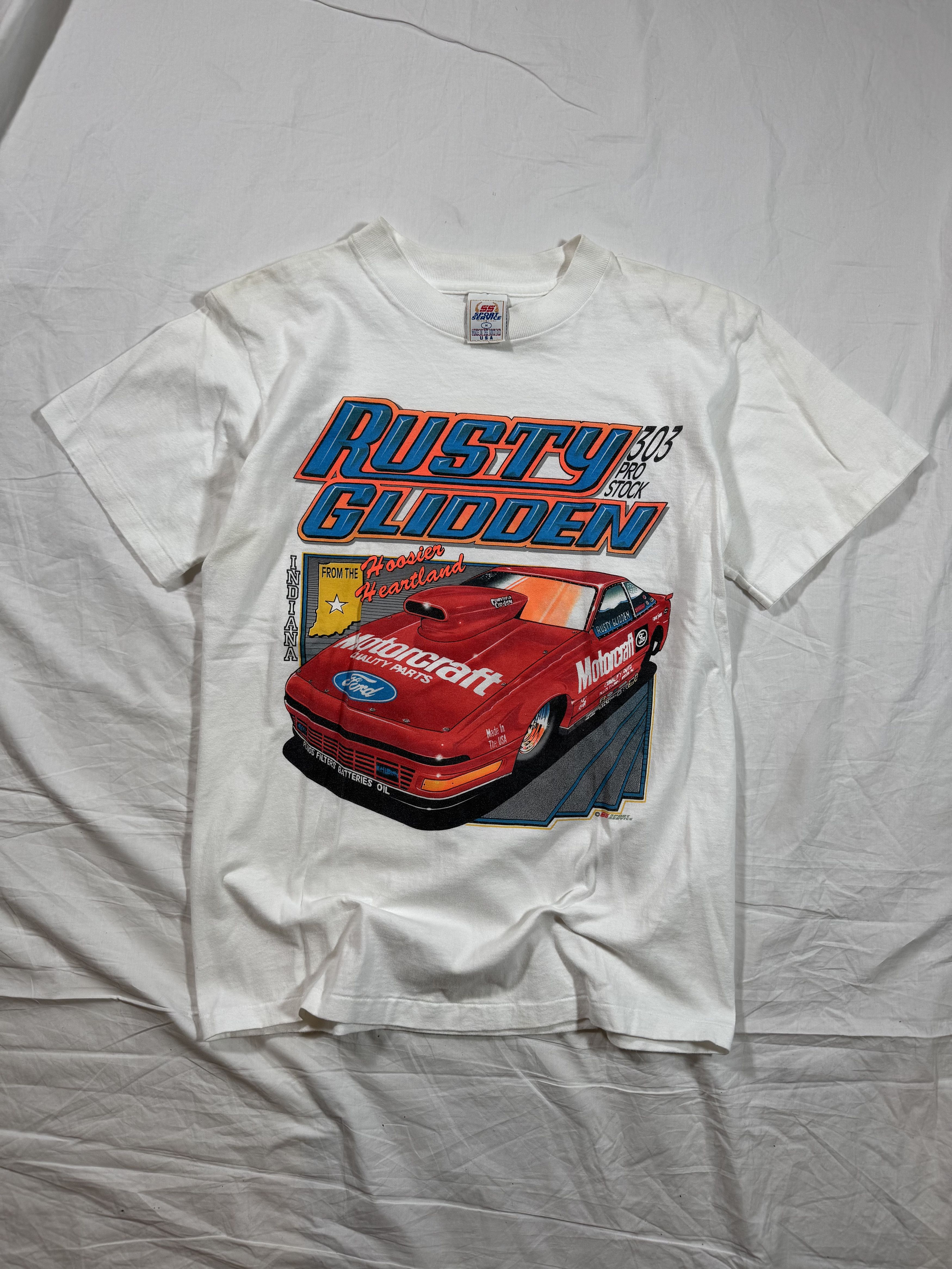 NASCAR Vintage 90s Rusty Glidden Nascar Racing Tee Single Stitch Size US M / EU 48-50 / 2 - 1 Thumbnail