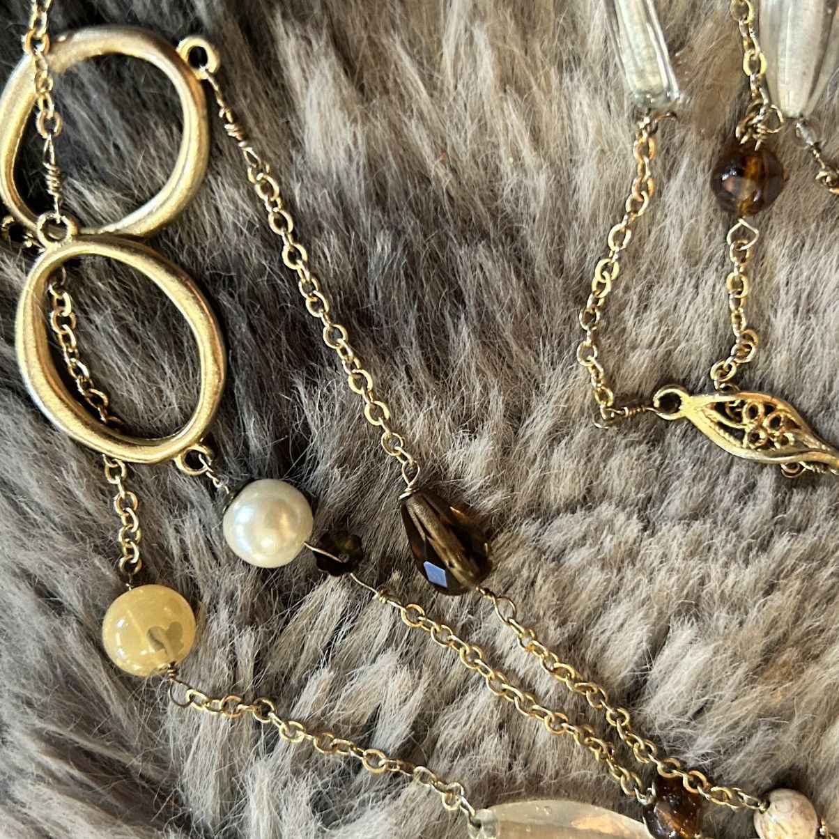 Vintage Vintage handcrafted wired stone glass pearl bead necklace Size ONE SIZE - 6 Thumbnail