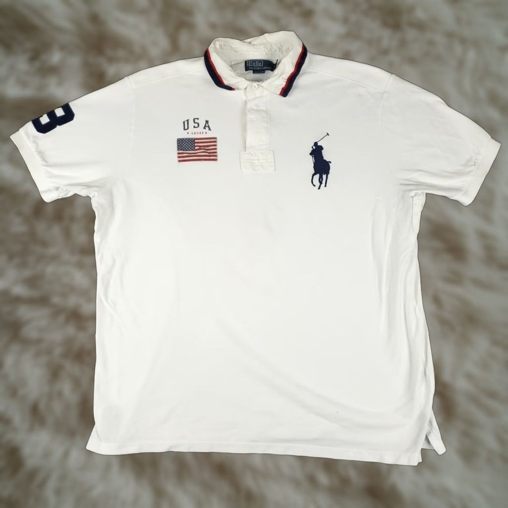 Ralph Lauren Ralph Lauren Polo Shirt Mens 2XL White USA Flag Big Pony Short Sleeve Shirt Mens 2XL White USA Size US XXL / EU 58 / 5 - 1 Thumbnail