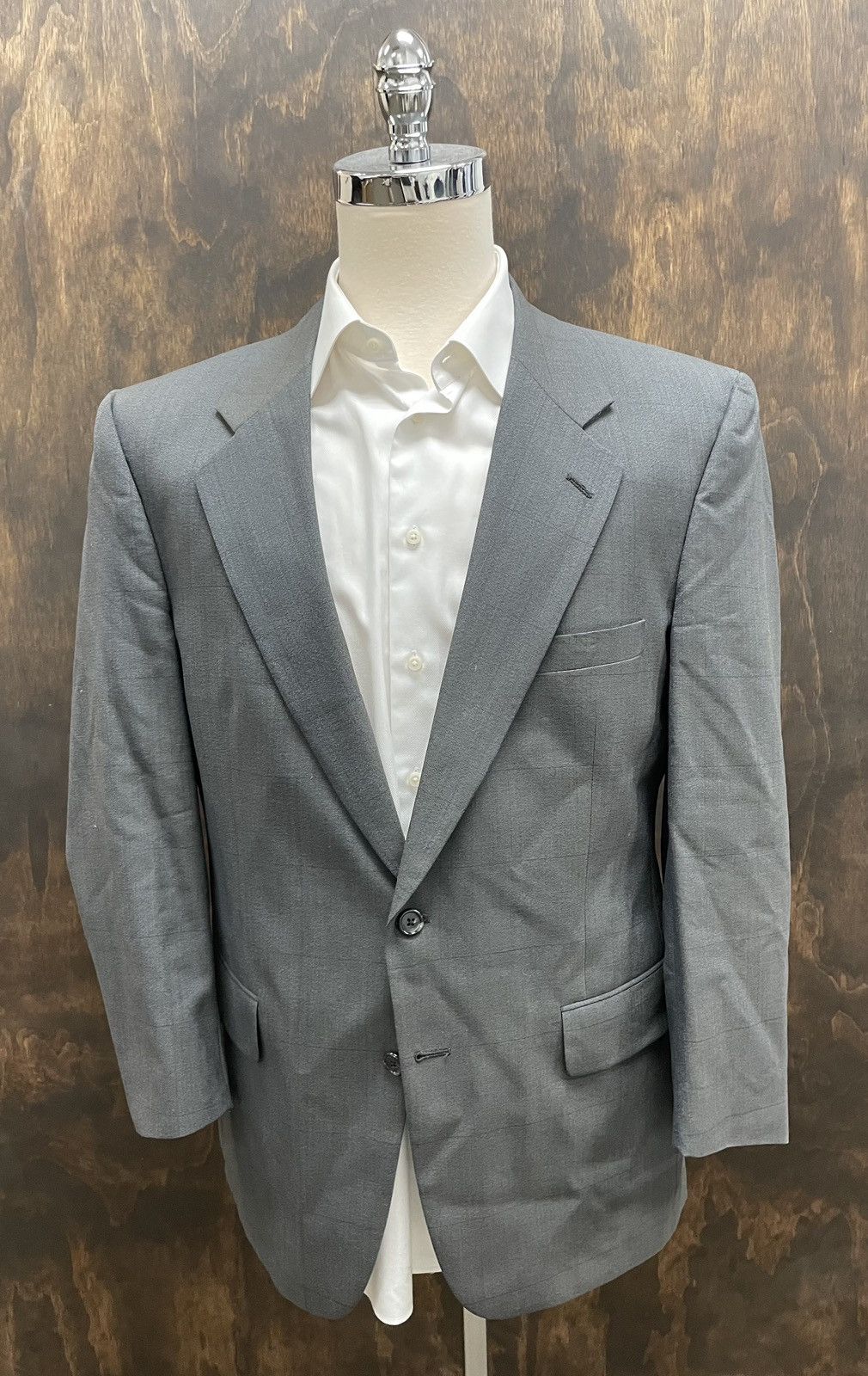 Burberry × Vintage Windowpane Check Wool Suit Size 42R - 2 Thumbnail