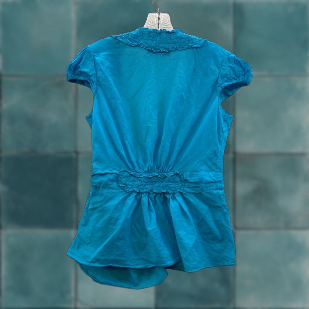 Vintage VINTAGE Y2K Passport Wrap Top Shirt Aqua Blue Cap Sleeve Boho Grunge Cottagecore M Womens Girls Mens Size M / US 6-8 / IT 42-44 - 1 Thumbnail