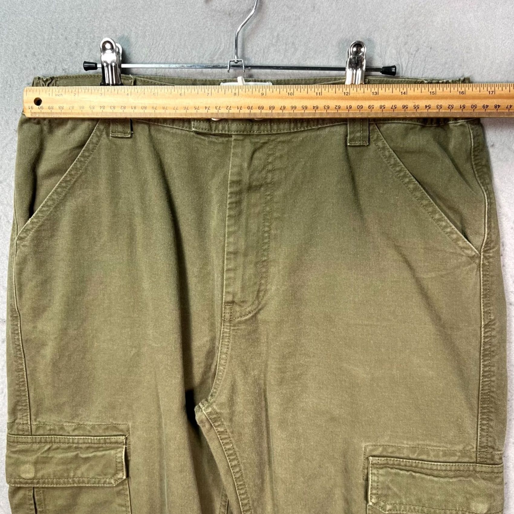 Frame Frame Mens Cargo Pants 31x27 Green Cotton Relaxed Front Pants Mens Stretch Straight 100% Cotton Cargo Style Size US 31 - 5 Thumbnail