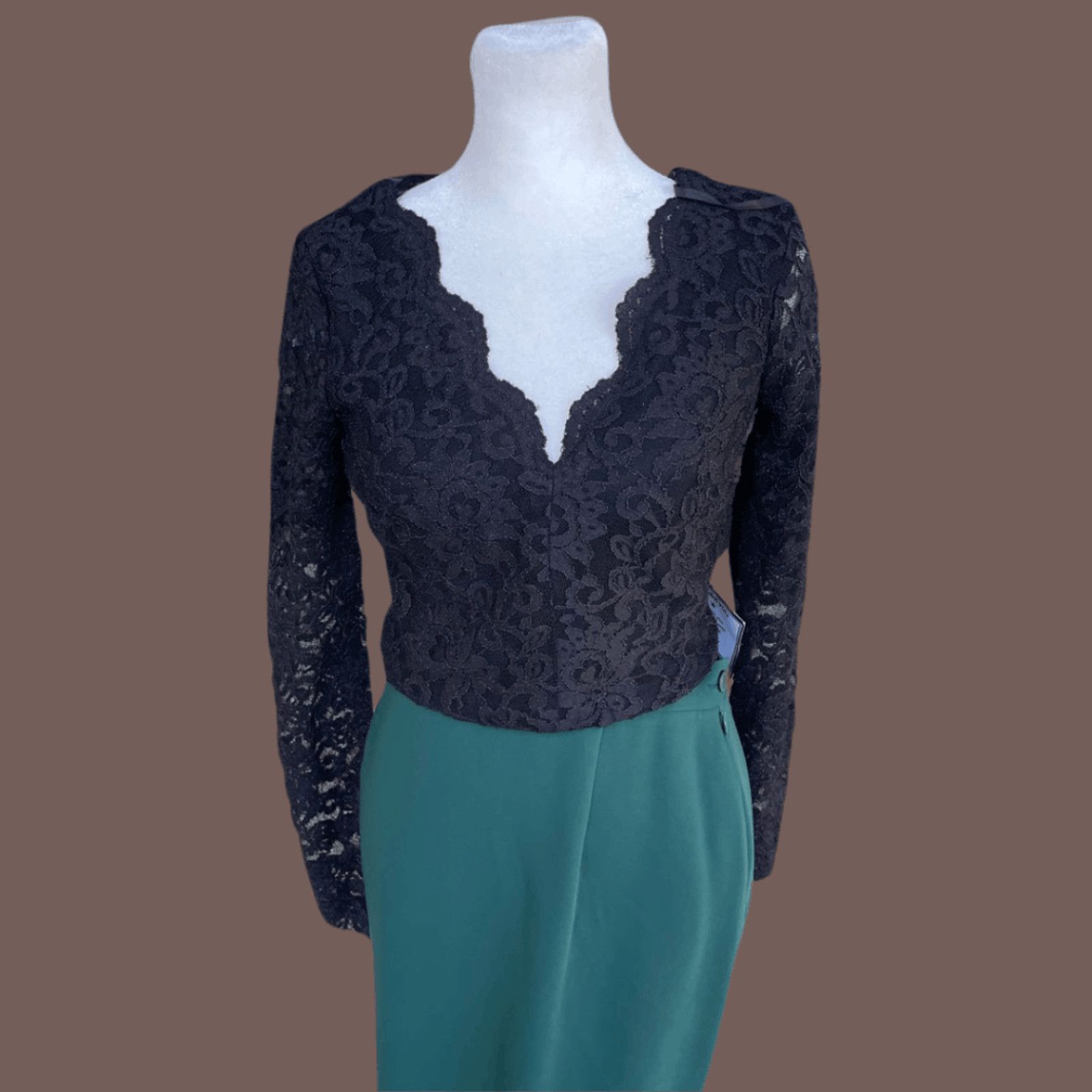 Vintage VTG Lace Top | City Studio Black Scallop | Night Out Glam Size XS / US 0-2 / IT 36-38 - 1 Thumbnail