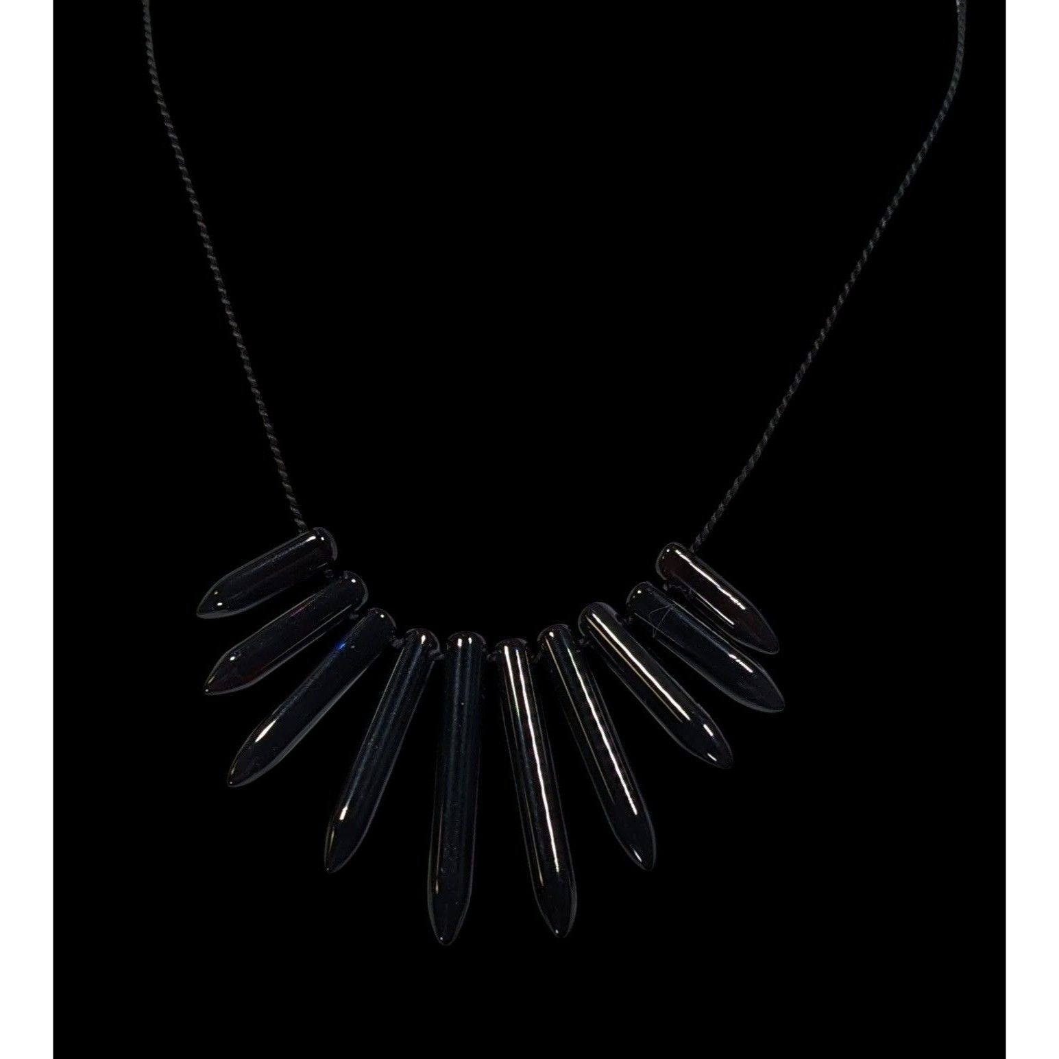 Other Gothic Polished Onyx Graduated Pillar Necklace Size ONE SIZE - 4 Thumbnail