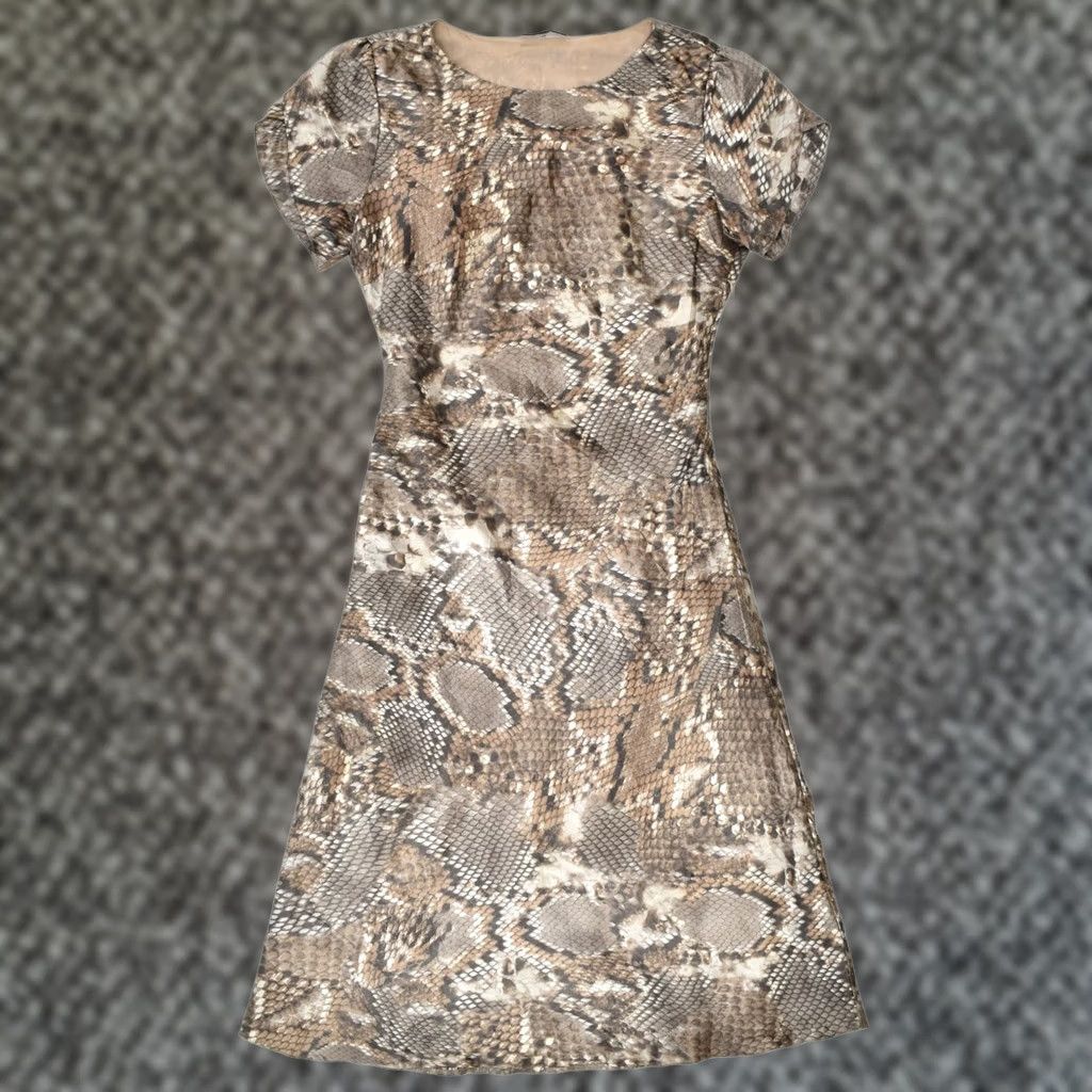 Vintage VINTAGE YOUR SIXTH SENSE Womens Dress UK 12 Medium Brown Animal Print A-Line Size M / US 6-8 / IT 42-44 - 1 Thumbnail