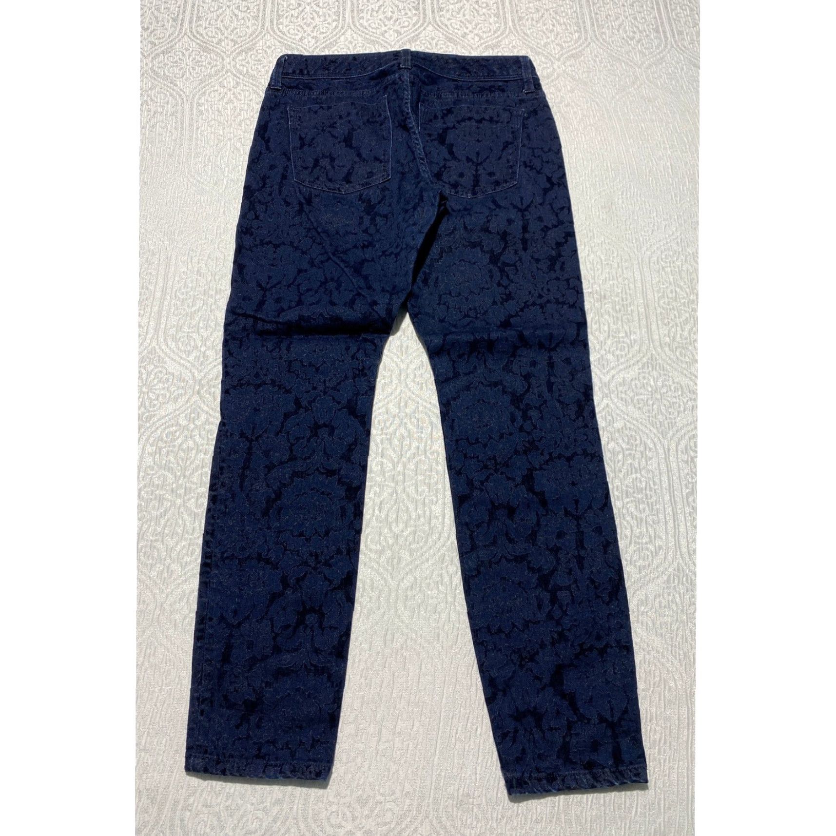 Banana Republic VINTAGE Banana Republic Womens Pants Blue Floral Embossed Straight Leg 28 Slim 5-Pocket Design Cotton Rayon Spandex Button Zip Women's Pants Size 28" / US 6 / IT 42 - 2 Thumbnail