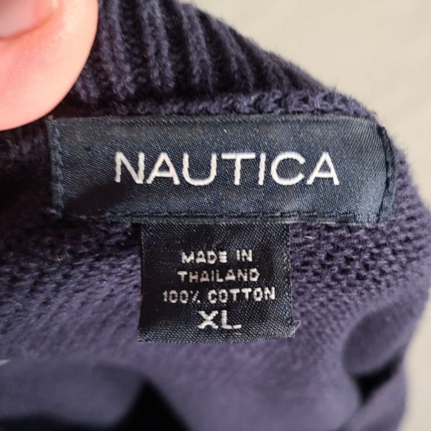 Nautica vintage 90s Nautica navy knit stripped logo sweater size xl Size US XL / EU 56 / 4 - 8 Thumbnail