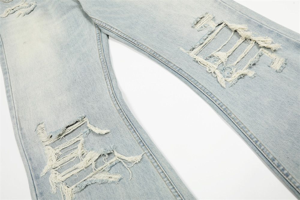 Vintage Hippie trend distressed gradient washed flared ripped jeans Size US 32 / EU 48 - 4 Thumbnail