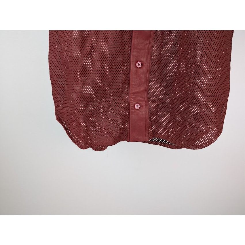 Amiri o1rshd1 MA Perforated Baseball Shirt in Sun Dried Tomato Size US M / EU 48-50 / 2 - 4 Thumbnail
