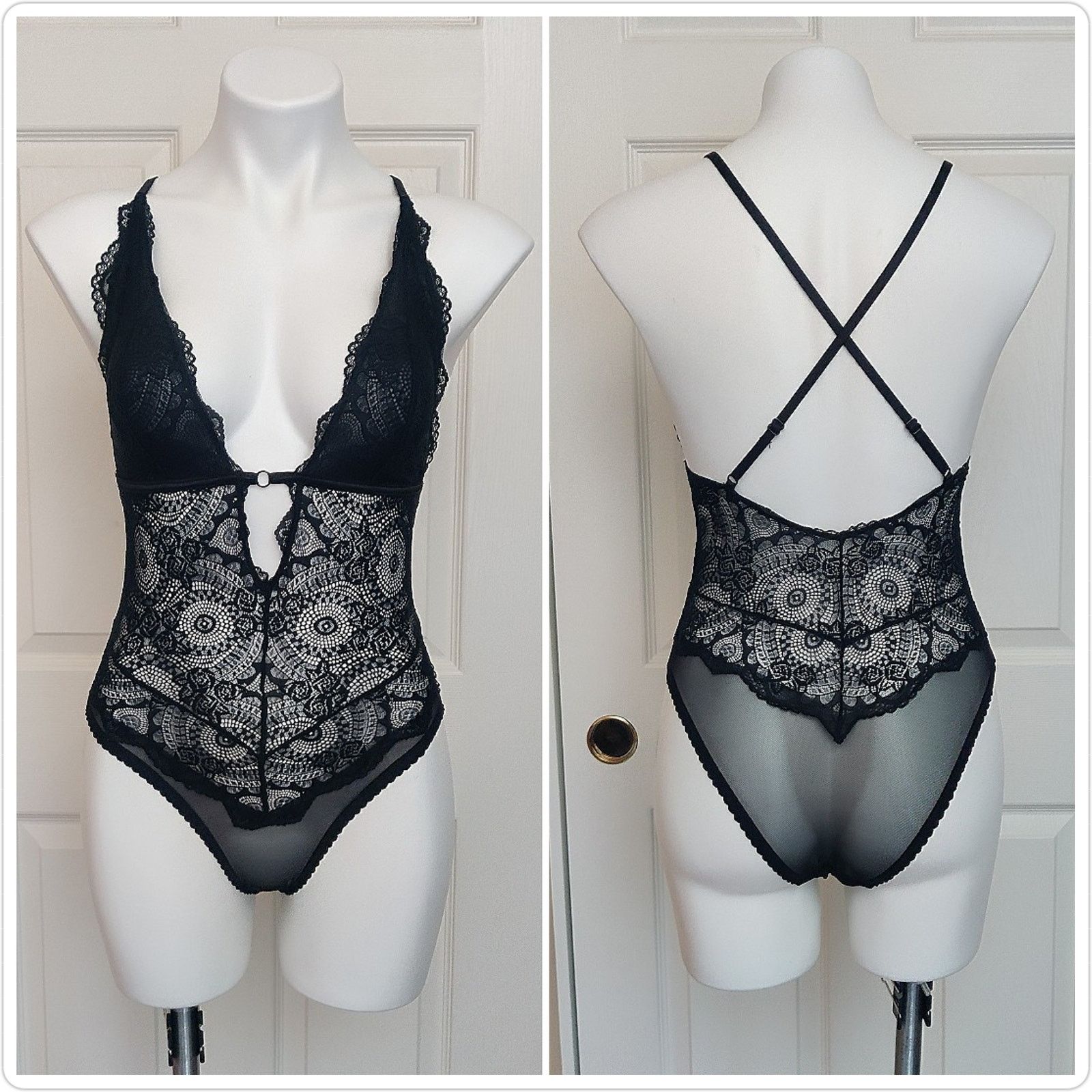 Other La Vie en Rose sheer black mesh lace bodysuit teddy sz S Size S / US 4 / IT 40 - 1 Thumbnail
