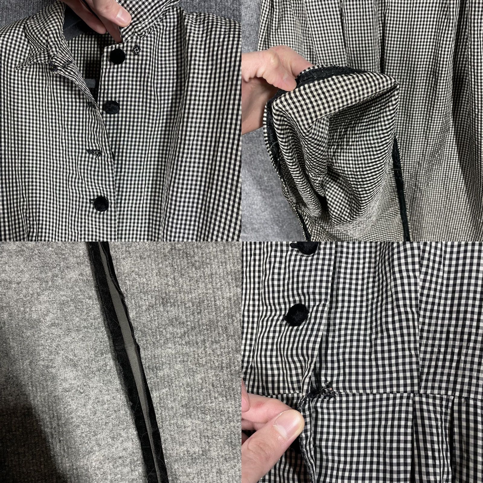 Velvet VINTAGE 1950s Rockabilly Gingham Plaid Dress Women Small Black Velvet Shirtwaist Nylon Size S / US 4 / IT 40 - 8 Thumbnail