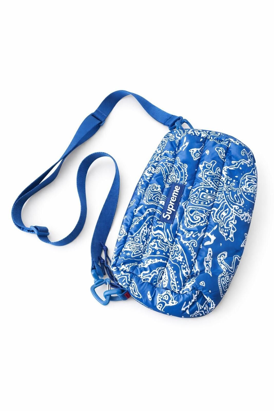 Streetwear × Supreme Supreme Blue Paisley Puffer Side Bag | Grailed
