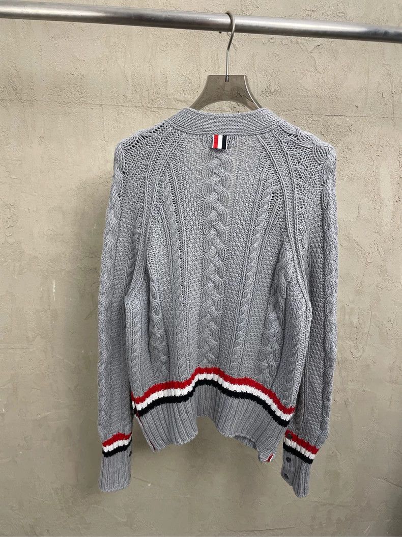 Thom Browne Thom browne Gray arm hem stripe knitted cardigan jacket 250 Size US L / EU 52-54 / 3 - 2 Thumbnail