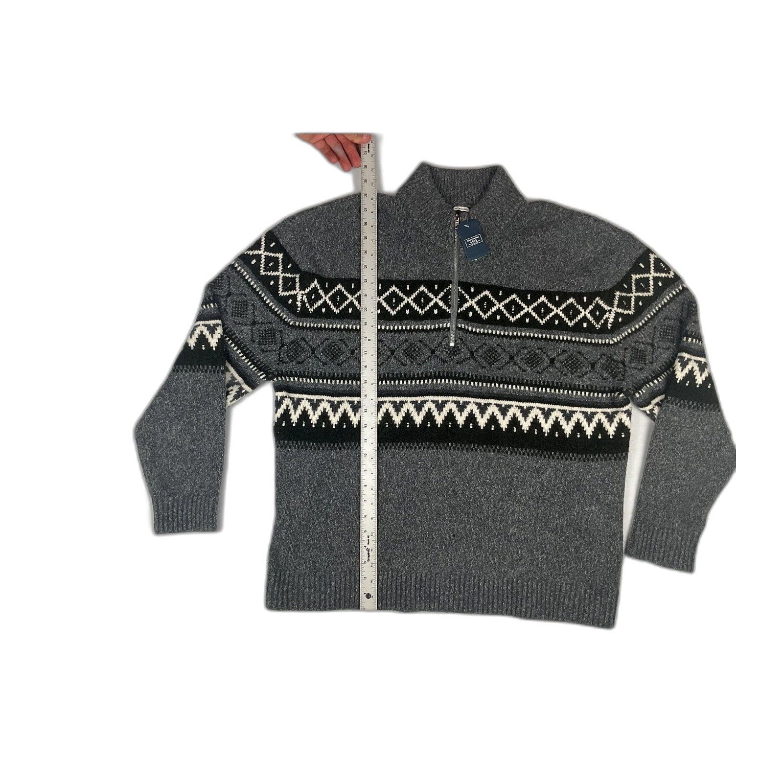Abercrombie & Fitch Abercrombie & Fitch Mens Fair Isle Quarter Zip Sweater Wool Size US XL / EU 56 / 4 - 3 Thumbnail