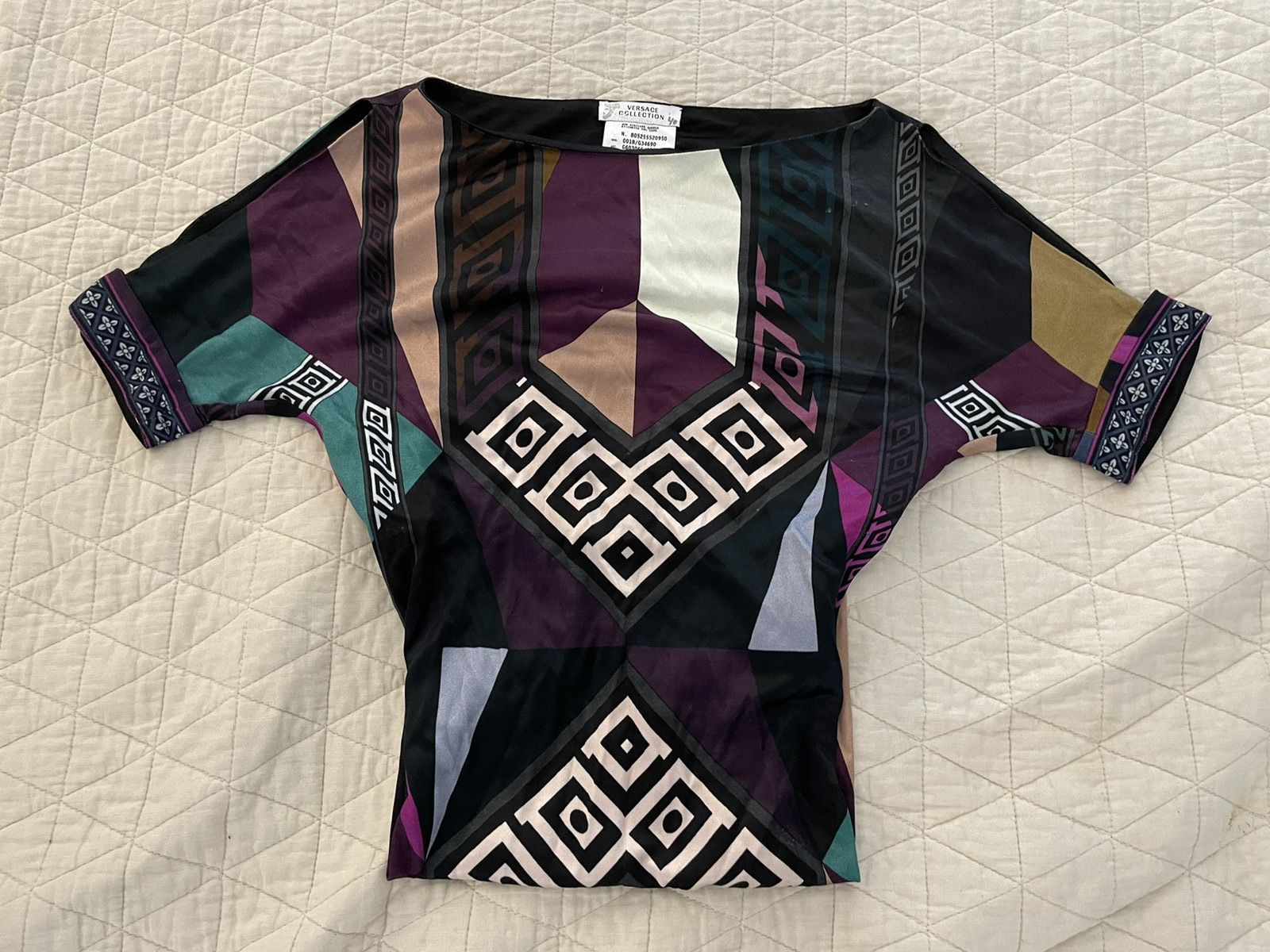 Versace Cold Shoulder Print Jersey Shift Dress Size S / US 4 / IT 40 - 5 Thumbnail