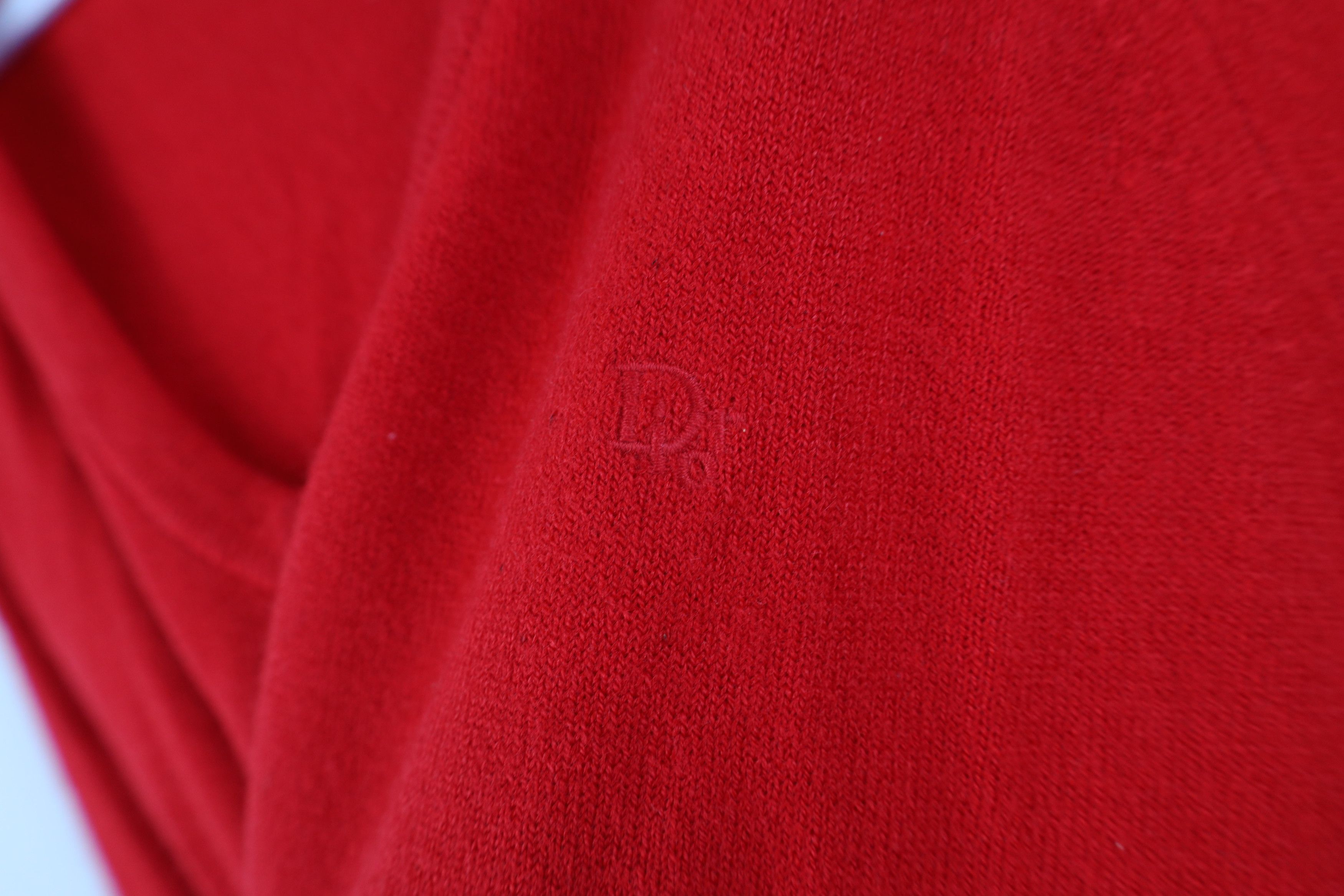 Christian Dior Monsieur Vintage 80s 90s Christian Dior Knit V-Neck Sweater Red USA Size US XL / EU 56 / 4 - 4 Thumbnail