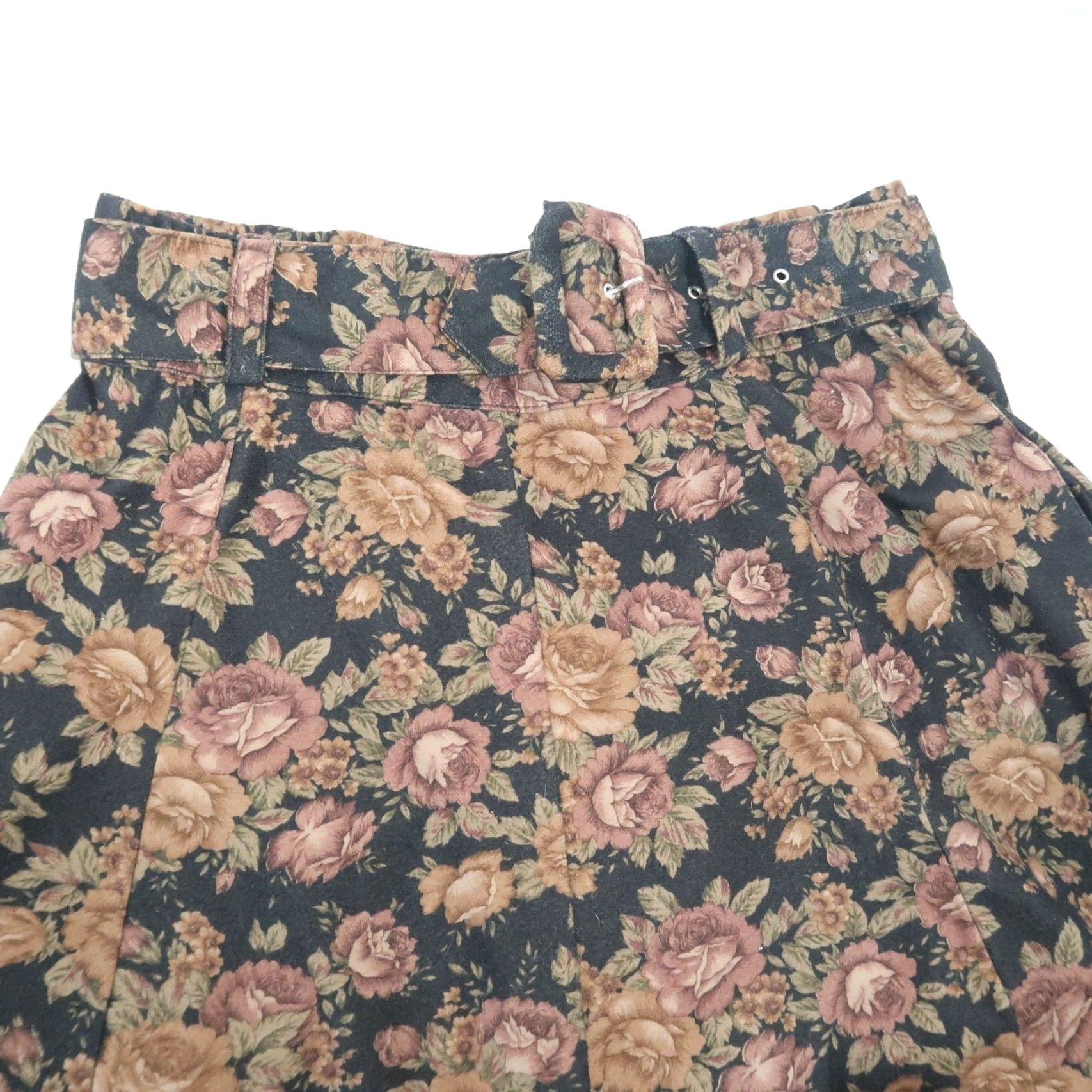 Vintage VINTAGE Tung Yeung Black Brown Floral A-Line Midi Skirt Skirt Women M Floral 80s 90s Fall Spring Winter Womens Size 32" / US 10 / IT 46 - 2 Thumbnail