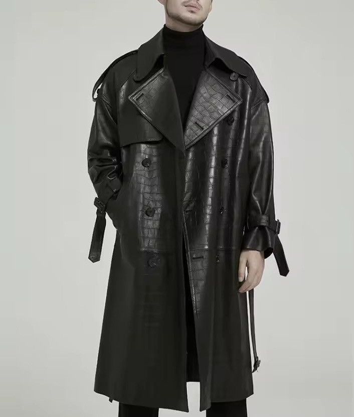 Other Designer PU Leather Casual Trench Midi Coat With Belt Size US L / EU 52-54 / 3 - 1 Thumbnail