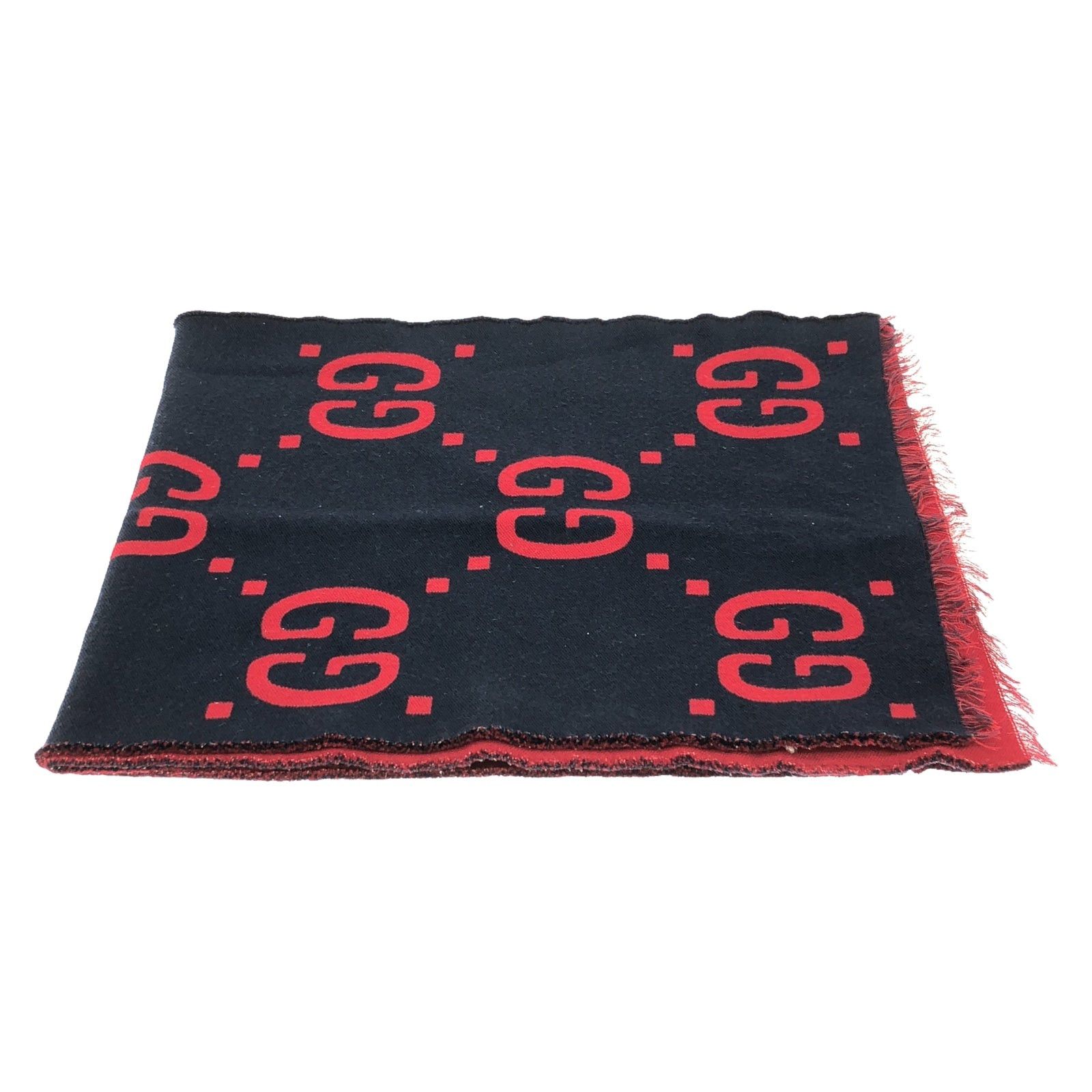 Gucci Gucci Gg Pattern Navy Scarf Wool Size ONE SIZE - 1 Thumbnail
