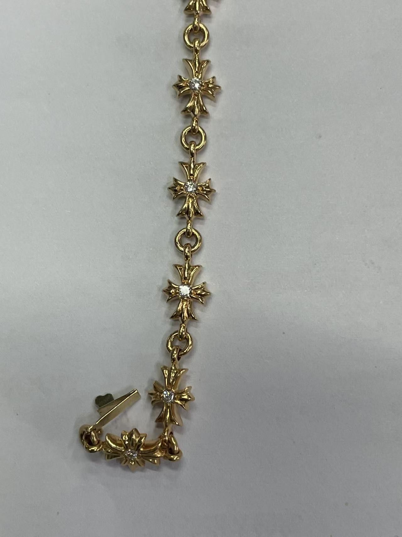 Chrome Hearts Chrome Hearts 22K Gold Diamonds Tiny E Cross Bracelet Size ONE SIZE - 8 Thumbnail