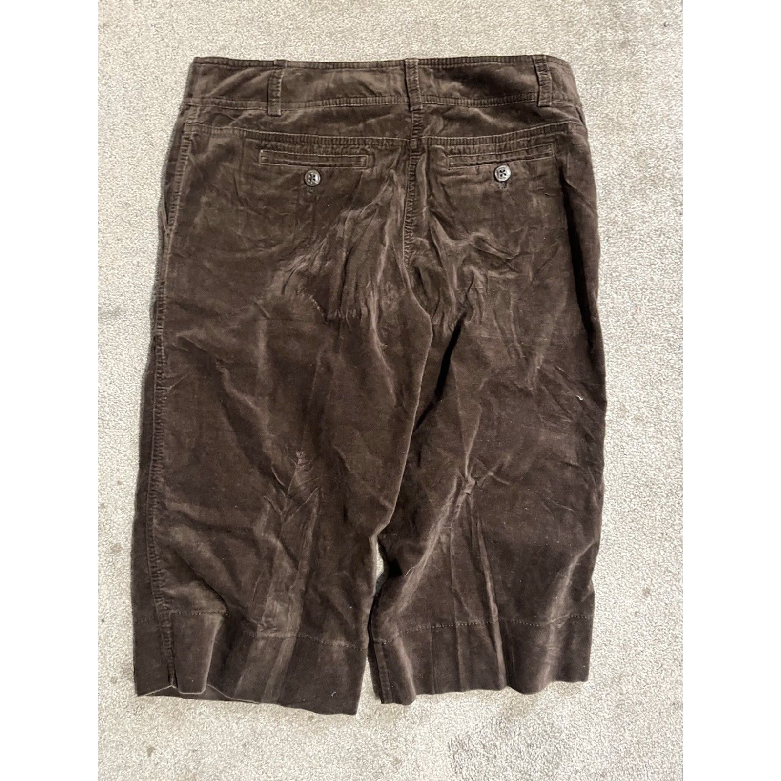 Ann Taylor VINTAGE Ann Taylor Loft Women’s Pants Sz 10 Marisa Brown Velvet Feel Quacho Capri Capris Cropped Button Detail 17.5 Inseam Straight Mens? No. Size 32" / US 10 / IT 46 - 3 Thumbnail