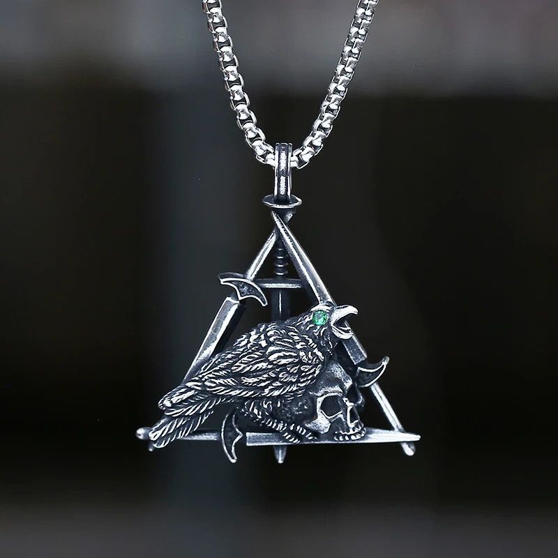 Japanese Brand × Jewelry × Vintage Gothic Bird And Skull Head Necklace Size ONE SIZE - 1 Thumbnail
