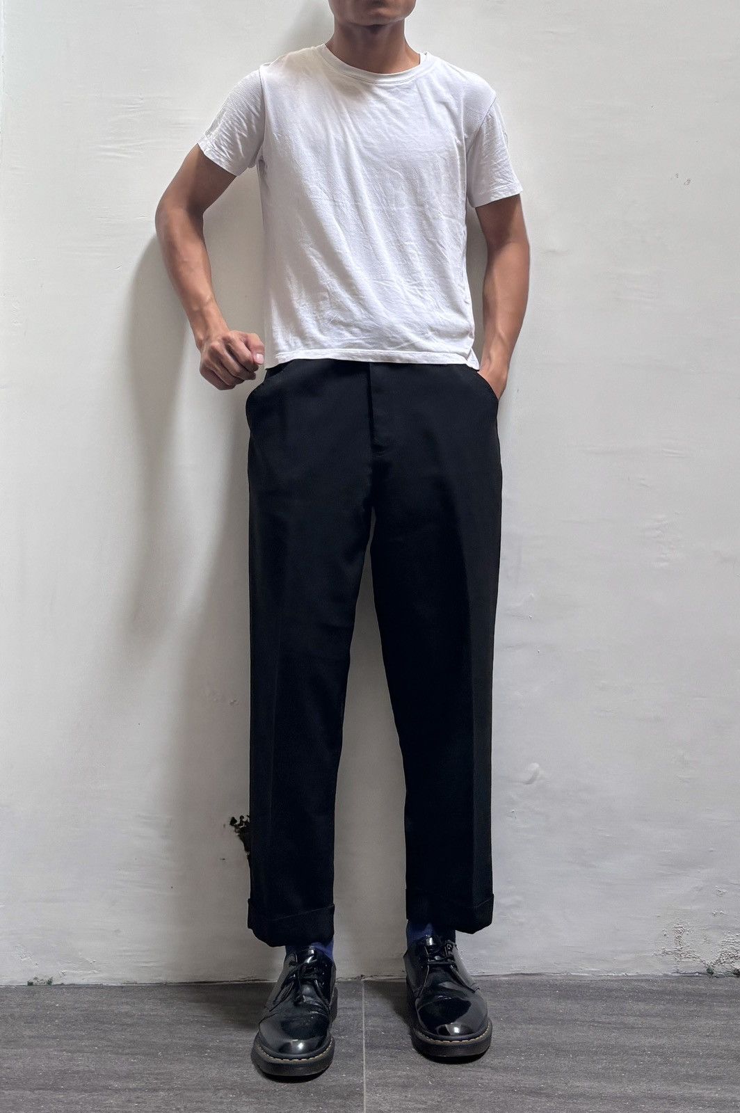 Comme des Garcons Black FREE TAX! CDG Black Cuffed Cropped Trousers Size US 31 - 1 Thumbnail