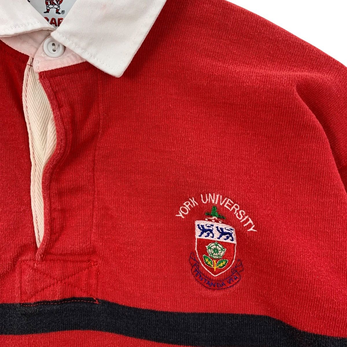 Vintage Vintage 90s YORK UNIVERSITY RUGBY Barbarian Collar Tshirt Size US L / EU 52-54 / 3 - 3 Thumbnail
