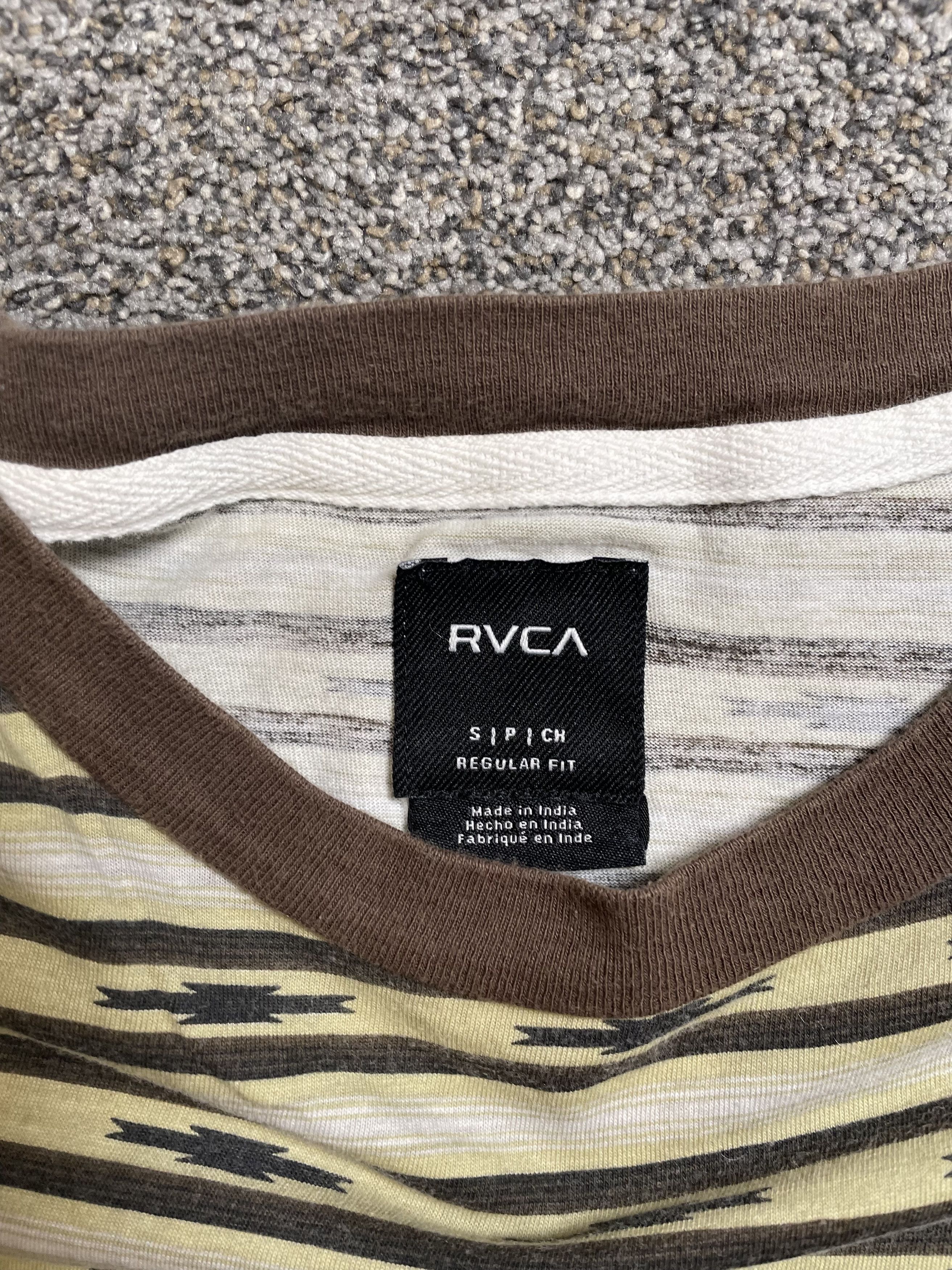RVCA RVCA Beige Brown Striped Tee Size US S / EU 44-46 / 1 - 2 Thumbnail