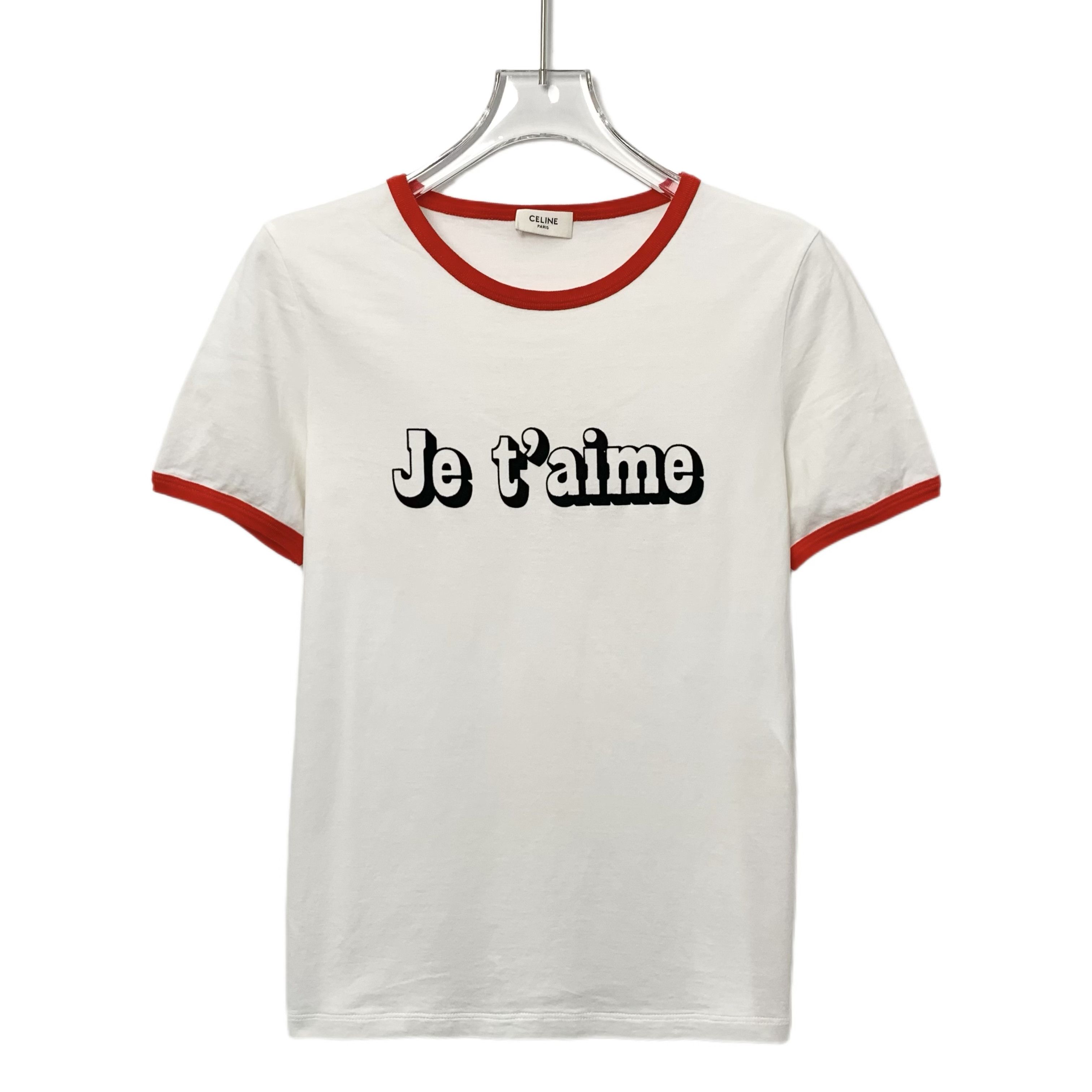 Celine Tee – White Logo Print Cotton (Size XS)