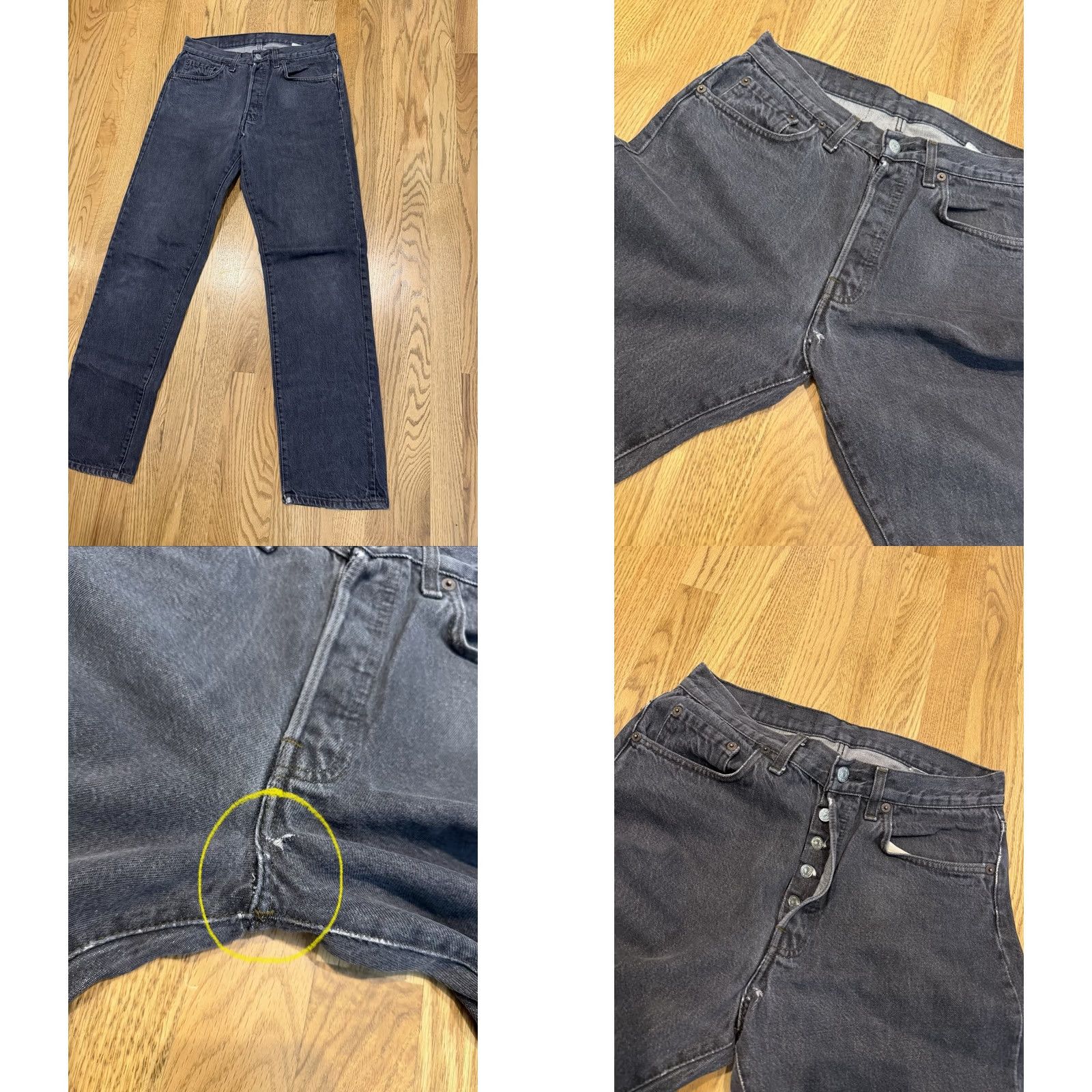 Levi's VINTAGE Levi's 501 Jeans Button Fly Denim 30x31 Black 80s 90s Levis Mens Regular Straight vintage Size US 30 / EU 46 - 8 Thumbnail