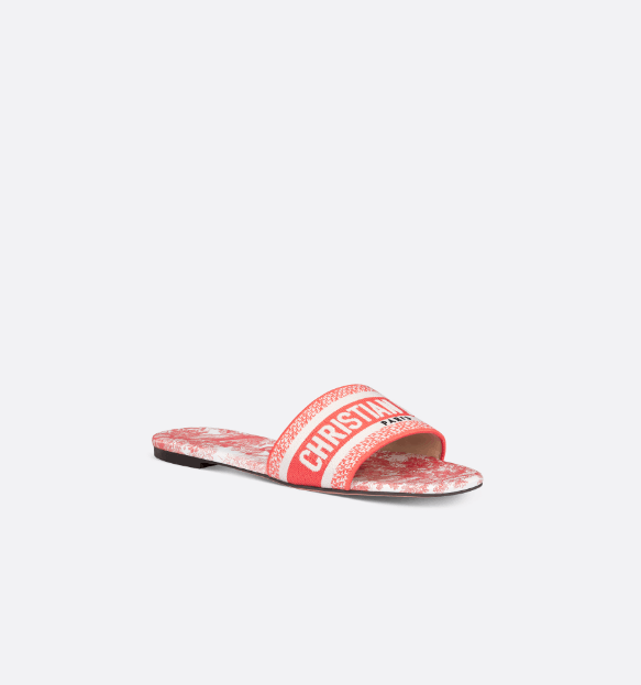 Dior o1w1db10625 Dioriviera Dway Slides in White/Coral Size US 10 / IT 40 - 2 Thumbnail