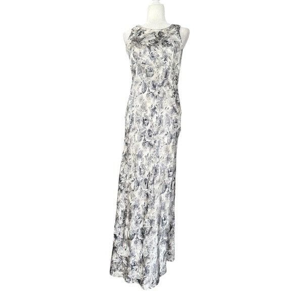 Other Vintage 90’s All that Jazz Silver Jacquard Floral Satin Maxi Size S / US 4 / IT 40 - 2 Thumbnail