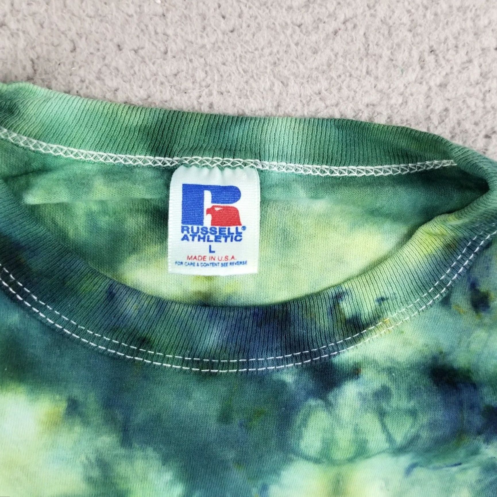 Russell Athletic VTG Russell Athletic T-Shirt Adult Large Crew Neck Short Sleeve Green Cotton 90s Concert Logo Mens Size US L / EU 52-54 / 3 - 2 Thumbnail