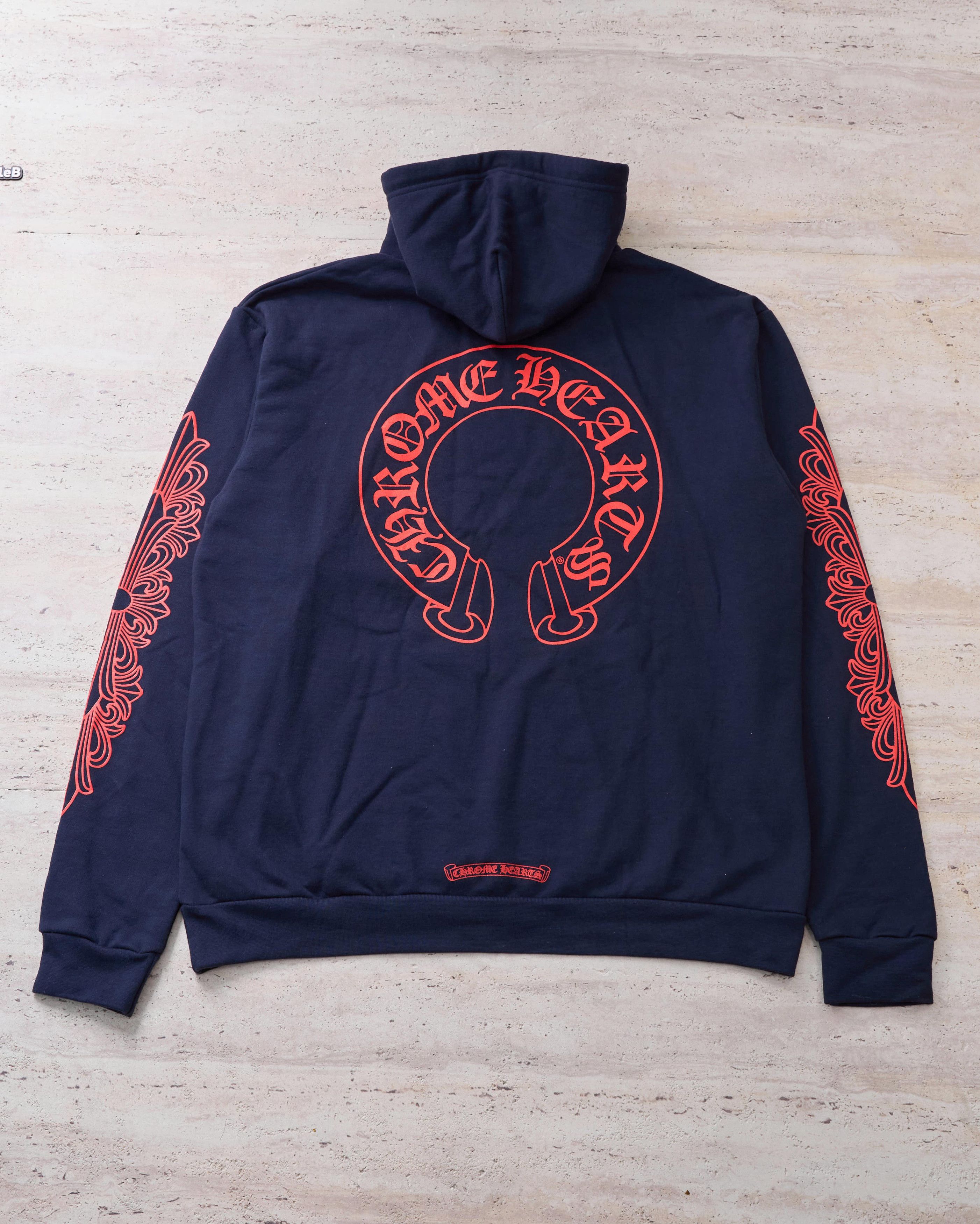 CHROME HEARTS HorseShoe Floral Hoodie navy